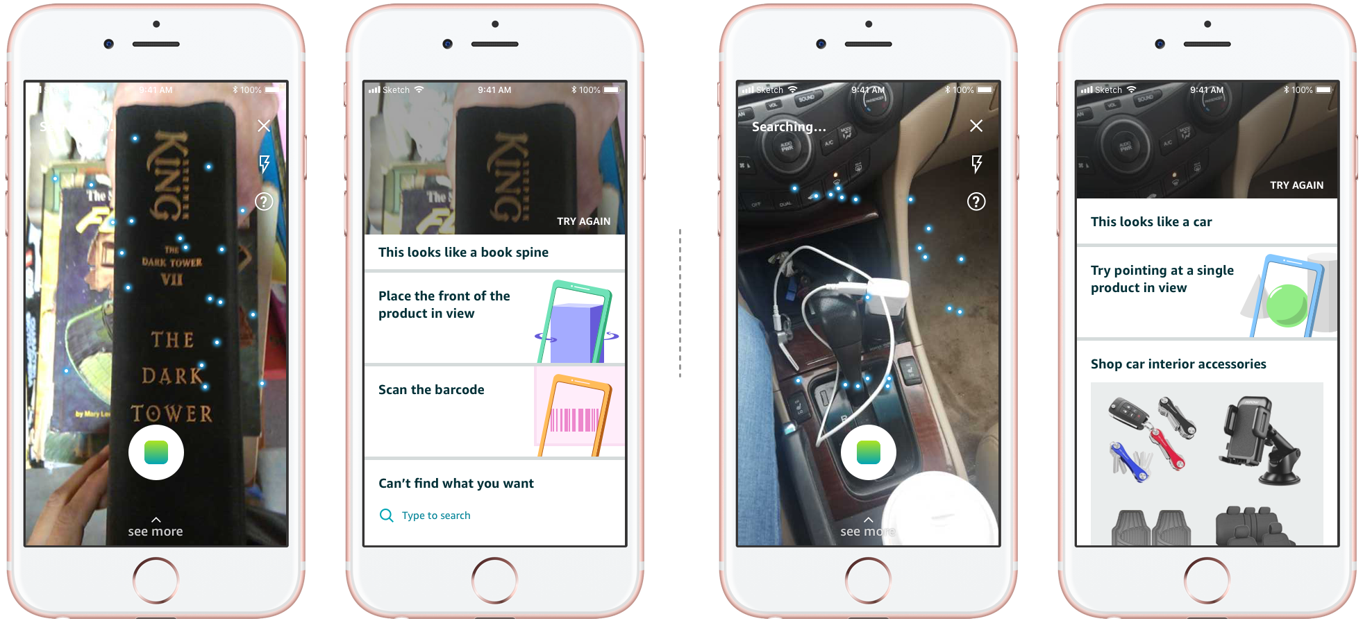 Contextual card design for redirecting Amazon Lens users from longtail result cases.
